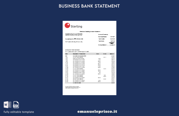 stile verificato Estratto conto bancario aziendale della Nigeria in sterline Mod